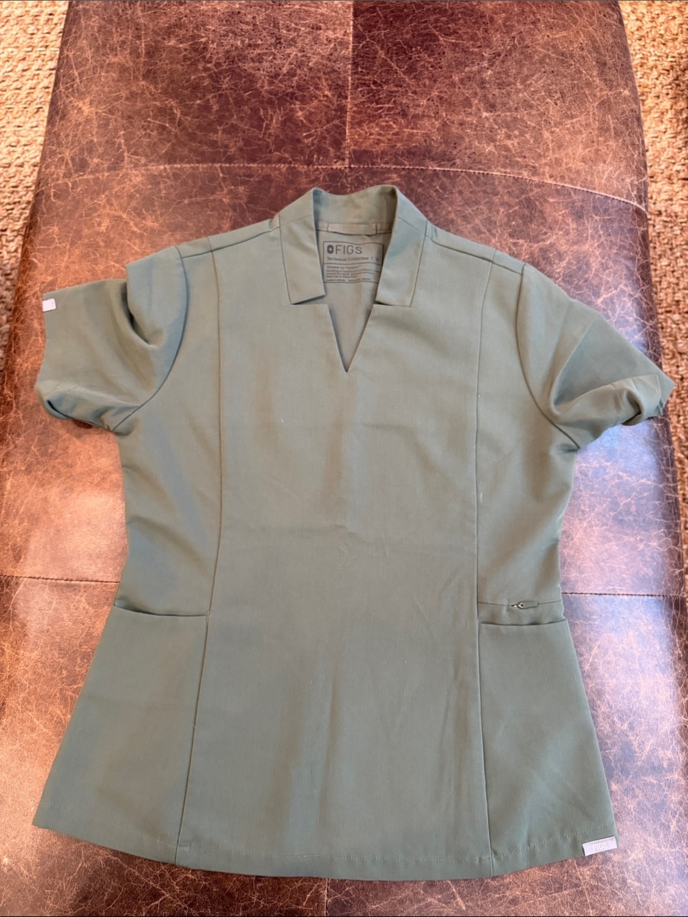 Figs Olive Green Women's Tunic Scrub Top